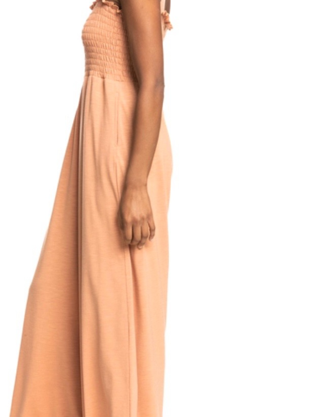 ROXY Jumpsuit Maxi Wide-Leg Smocked Bodice Straps Coral Sand Extra Small - Picture 7 of 12